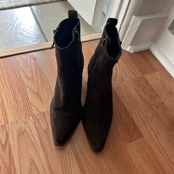 Dark Brown Suede Ankle Boots - Picture 3 of 5